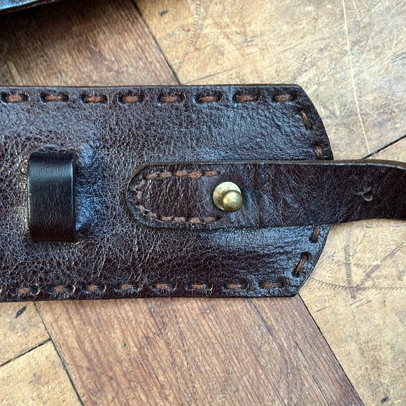 Johnny Farrah hand stitched brown leather belt. - Picture 5 of 6